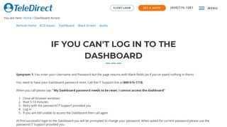 Dashboard Access | TeleDirect