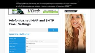 telefonica.net IMAP and SMTP Email Settings