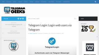 Telegram Login: Login web users via Telegram | Telegram Geeks