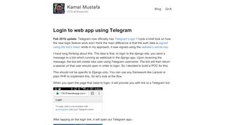 Login to web app using Telegram – Kamal Mustafa – CTO at Xoxzo Inc.