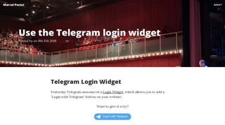 Use the Telegram login widget - Marcel Pociot