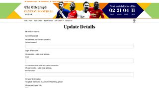 Update your Details - Telegraph Fantasy Football Premier League