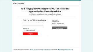 Please log into your Telegraph Account