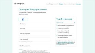 Account registration - The Telegraph