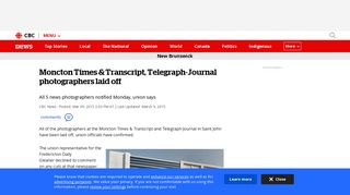 Moncton Times & Transcript, Telegraph-Journal photographers laid off ...