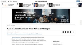Deutsche Telekom Plans to Appoint More Women as Managers - The ...