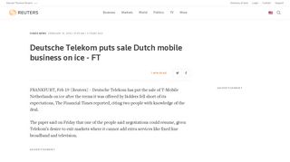 Deutsche Telekom puts sale Dutch mobile business on ice - FT ...