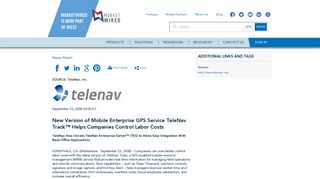 New Version of Mobile Enterprise GPS Service TeleNav Track(TM ...