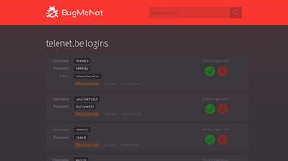 telenet.be passwords - BugMeNot