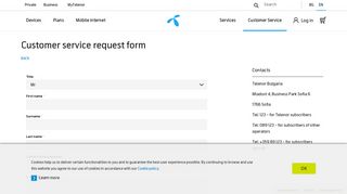 Customer service request form | Telenor