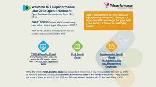 Welcome to Teleperformance USA 2019 Open Enrollment!