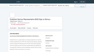 Teleperformance hiring Customer Service Representative $300 Sign ...