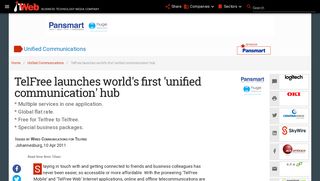 TelFree launches world's first 'unified communication' hub | ITWeb