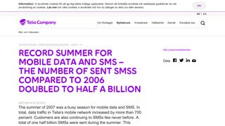 Record summer for mobile data and SMS – the ... - Telia Company
