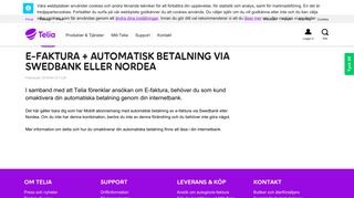 E-faktura + automatisk betalning via Swedbank eller Nordea - Telia
