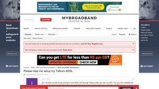 Please help me setup my Telkom ADSL | MyBroadband