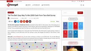 Tell The Bell: Easy way to Win $500 Cash from Taco Bell Survey