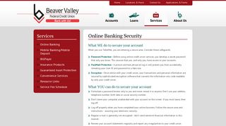 Beaver Valley Federal Credit Union - Online Banking Security