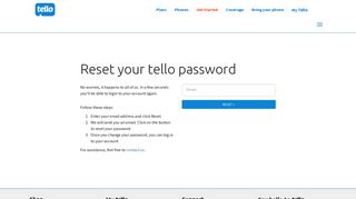 My Tello account | Reset your username or password