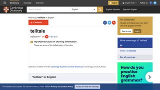 TELLTALE | definition in the Cambridge English Dictionary