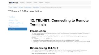12. TELNET: Connecting to Remote Terminals - TCPware 6.0 User's ...