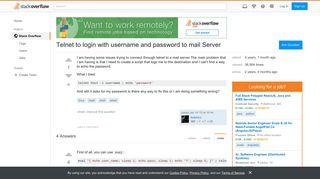 Telnet to login with username and password to mail Server - Stack ...