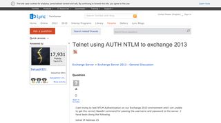 Telnet using AUTH NTLM to exchange 2013 - Microsoft