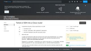 Telnet or SSH into a Cisco router - Network Engineering Stack Exchange