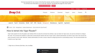 How to telnet into Vigor Router? - DrayTek Corp.