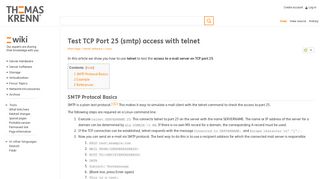 Test TCP Port 25 (smtp) access with telnet - Thomas-Krenn-Wiki