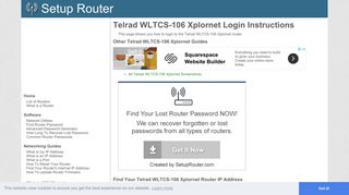 How to Login to the Telrad WLTCS-106 Xplornet - SetupRouter