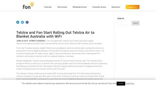 Telstra and Fon Start Rolling Out Telstra Air