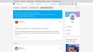 Telstra business mail - web access to mailbox? - Telstra Crowdsupport ...