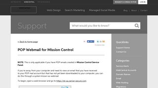 WebCentral: POP Webmail for Mission Control