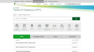 Enterprise Help & Support - Telstra IP Telephony (TIPT) - Telstra ...