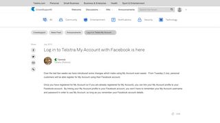 Log in to Telstra My Account with Facebook is here - CrowdSupport
