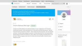Solved: Telstra Gateway Max login - Telstra Crowdsupport - 455198