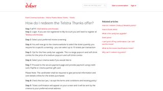 How do I redeem the Telstra Thanks offer? - Event Cinemas
