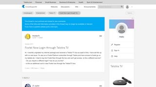 Foxtel Now Login through Telstra TV - Telstra Crowdsupport - 712885