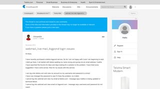 webmail, live mail, bigpond login issues - Telstra Crowdsupport ...