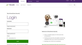 Log in to your account - SmartHome Security | TELUS