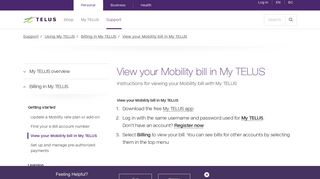 View your Mobility bill in My TELUS | Support | TELUS.com