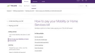 How to Pay Your Mobility or Home Services Bill | TELUS
