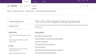 TELUS e.Bill digital billing explained | Support | TELUS.com