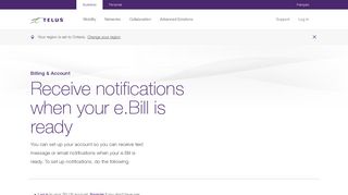 Receive notifications when your e.Bill is ready | Help | TELUS Business