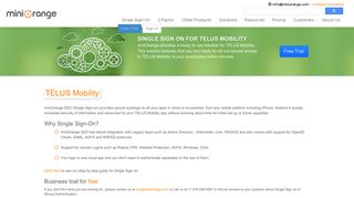 Single Sign On(SSO) solution for TELUS Mobility - miniOrange
