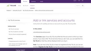 Add or link services and accounts | Support | TELUS.com