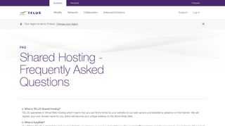 Shared Hosting - Frequently Asked Questions | Help | TELUS Business
