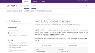 My TELUS options overview | Support | TELUS.com