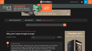 Why can't I seem to login to snap? - BlackBerry Forums at ...